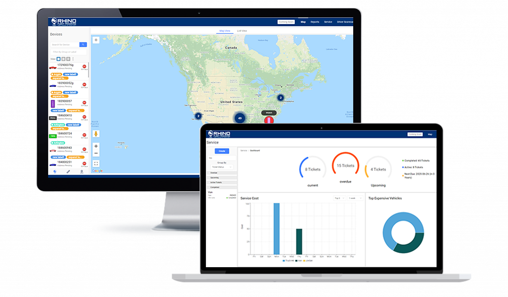 Rhino Fleet Tracking GPS Tracking Screens