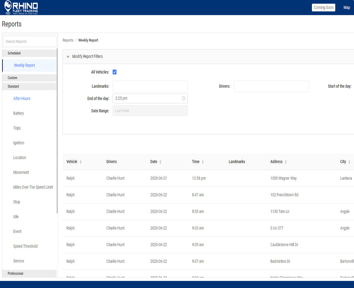 GPS Reporting Options